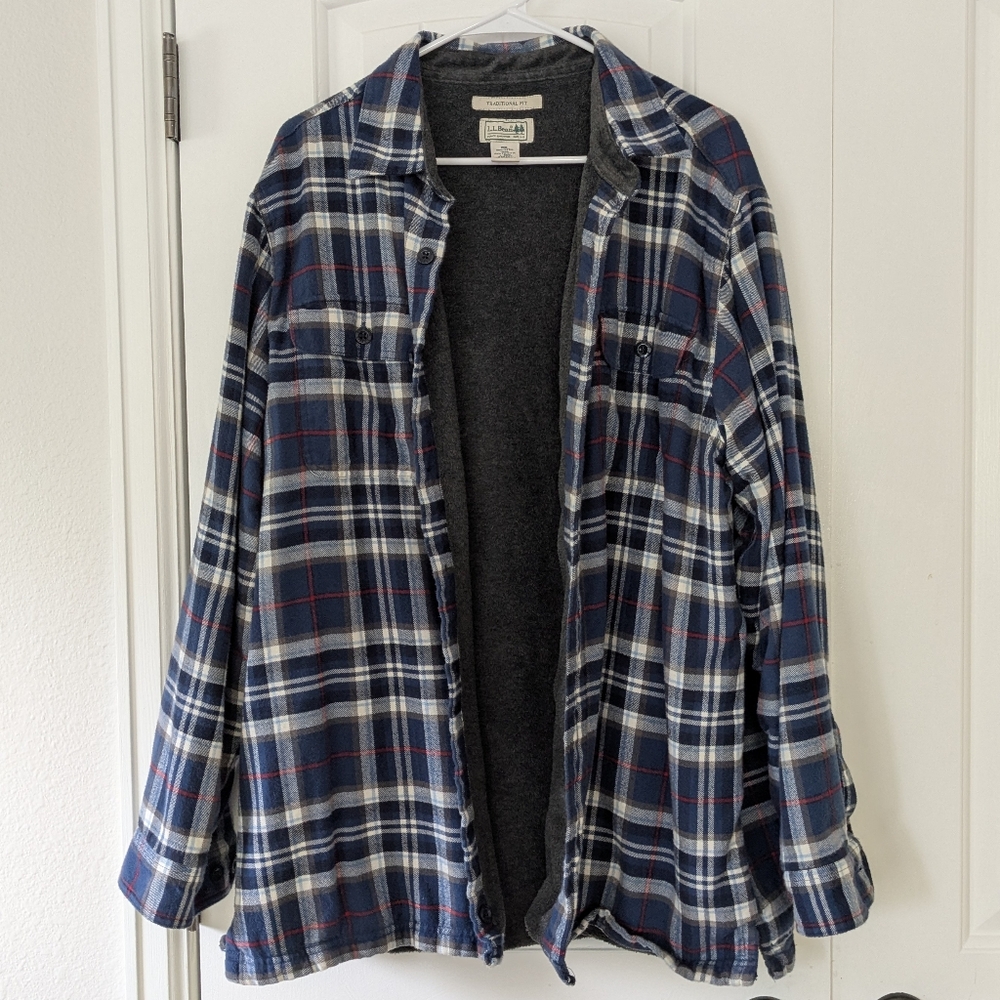 L.L. Bean Gray and Blue Traditional Fit Shirt